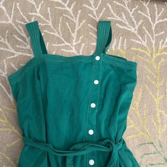 Anthropologie Maeve Elizabeth Green Side Button Denim Dress Size 24w Overalls - Picture 4 of 6